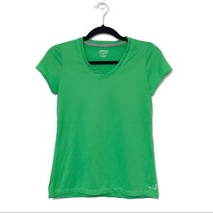 BCG-Neon Green Tee-V-neck-Semi-Fitted-EUC-Sz XS